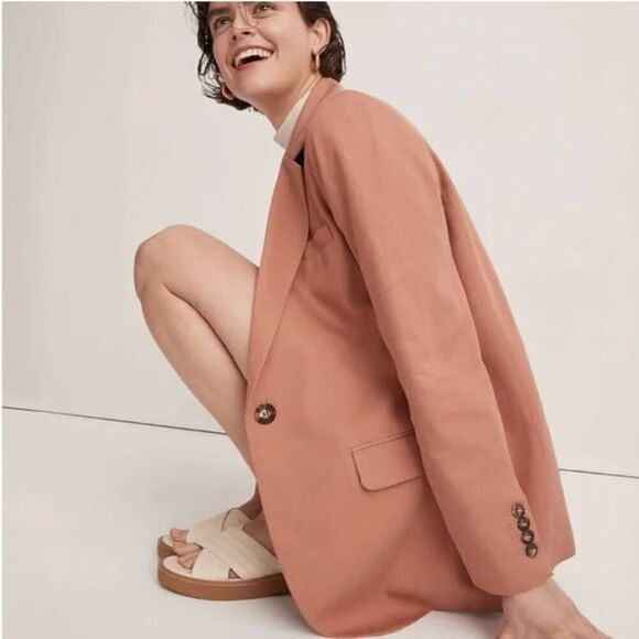 New! Madewell The Larsen Blazer in Drapeweave in rose, size S - Picture 4 of 16